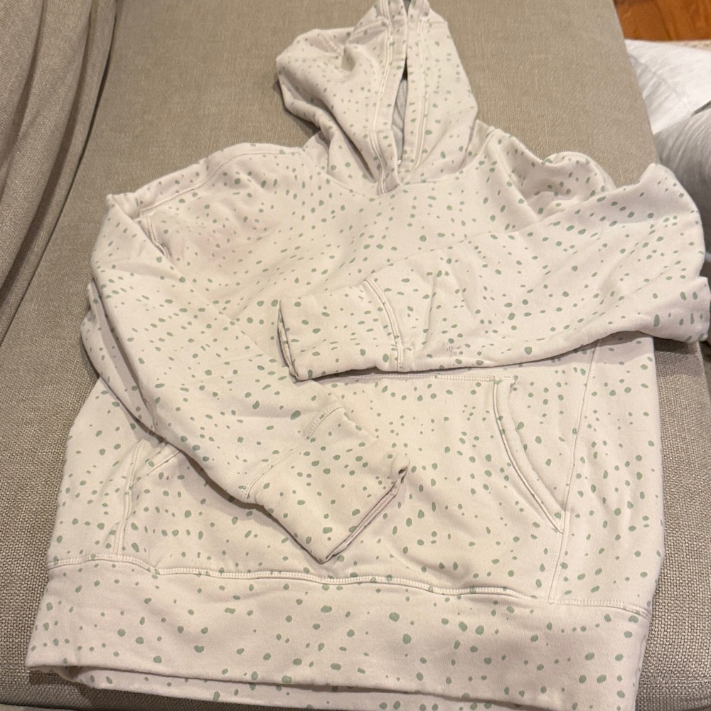 Athleta Kids Cream Hoodie with Green Dots